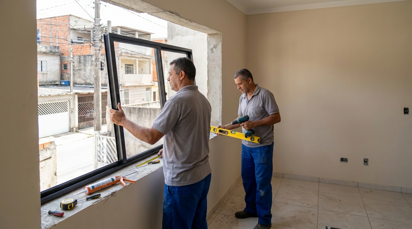 Esquadria de alumínio com vista para rua em Franca-SP